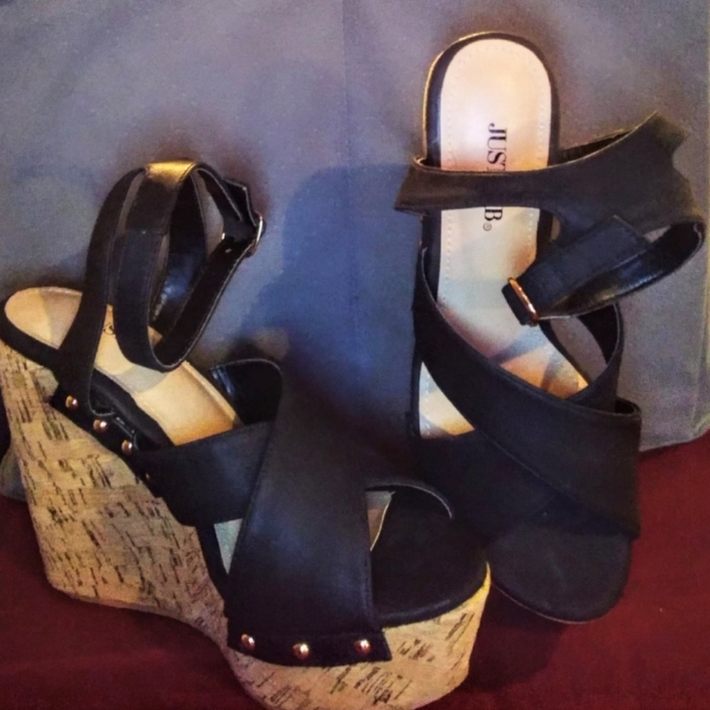 Just Fab Black Wedges
